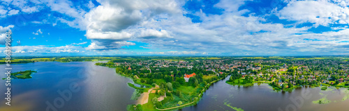 Aerial view of Birzai Castle in Lithuania photo