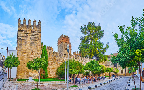 Green park at the walls of San Marcos Castle, El Puerto, Spain photo