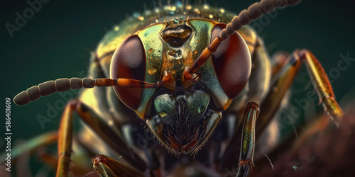 Detailed close-up showcasing an insect's stunning features. Generative AI