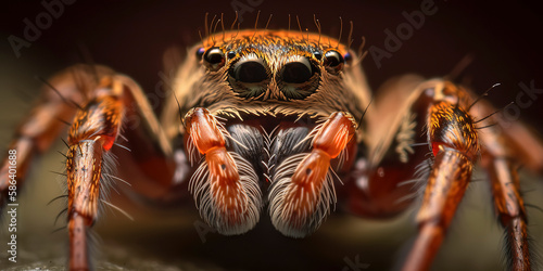Salticidae spider captured in striking detail through macro photography. Generative AI