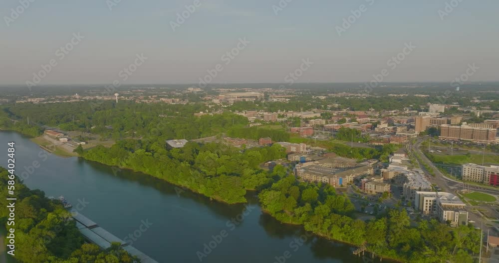 Aerial Beautiful View Of Residential Buildings In City By River On Sunny Day - Tuscaloosa, Alabama Aerial Beautiful View Of Residential Buildings In City By River On Sunny Day - Tuscaloosa, Alabama