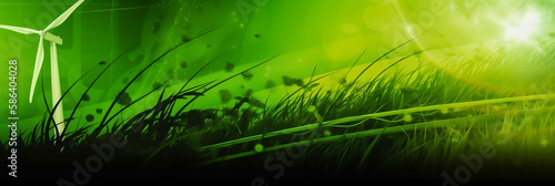 green energy concept  renewals energies  background  horizontal layout banner with copy space  generative ai