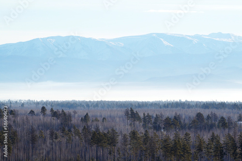 View of the Hamar Daban mountains on a clear winter day