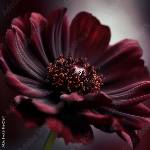 Dark Red Chocolate Cosmos Flower Closeup - stock photo