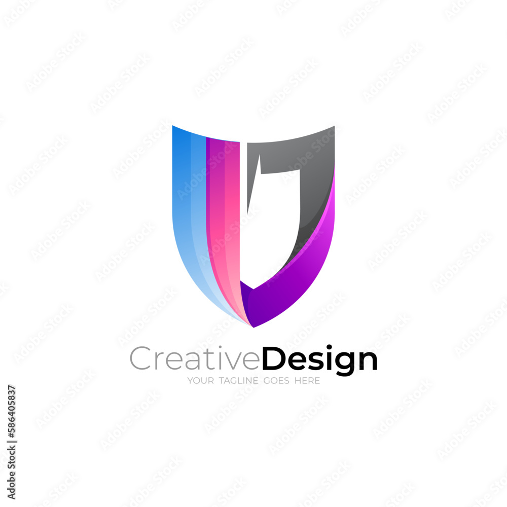 Shield logo with simple design template, security icons, colorful Shield logo with simple design template, security icons, colorful