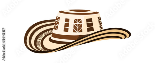 Barranquilla carnival holiday panama hat. Colombian folklore party clothing, South America country culture festival costume element. Barranquilla carnival holiday celebration isolated vector hat