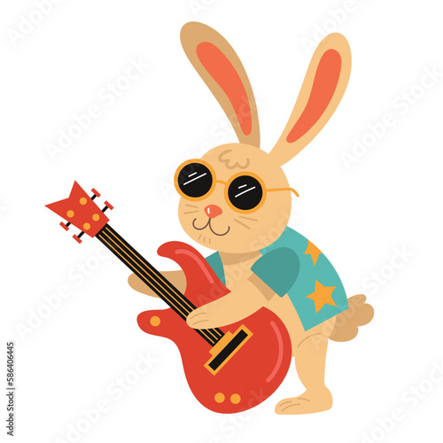 cartoon rabbit musician playing guitar