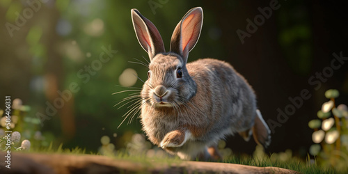 rabbit running in the florest