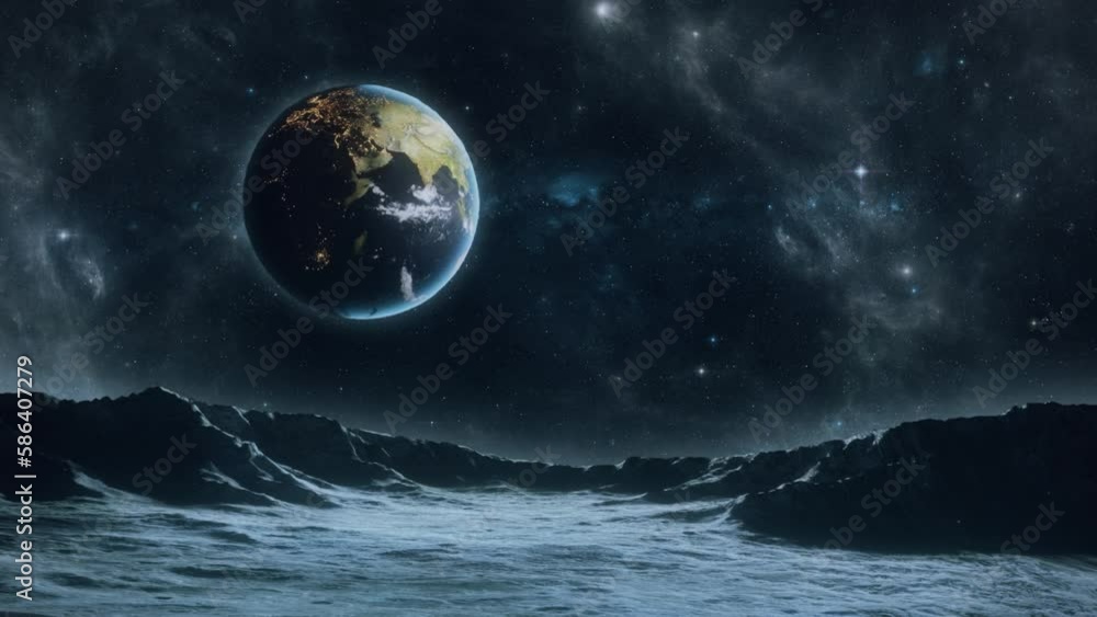 Planet Earth from the Moon - Loop Abstract Landscape Background Planet Earth from the Moon - Loop Abstract Landscape Background