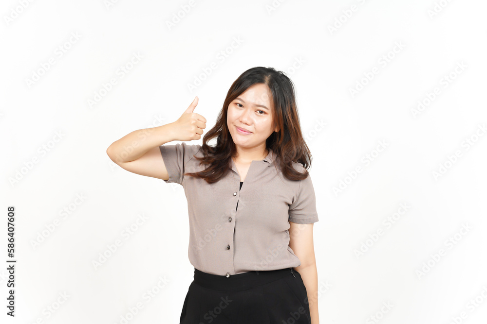 Showing Thumbs up Of Beautiful Asian Woman Isolated On White Background Showing Thumbs up Of Beautiful Asian Woman Isolated On White Background