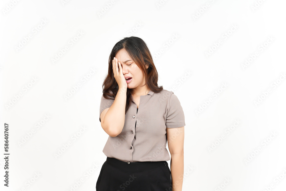 Suffering Headache Gesture Of Beautiful Asian Woman Isolated On White Background Suffering Headache Gesture Of Beautiful Asian Woman Isolated On White Background