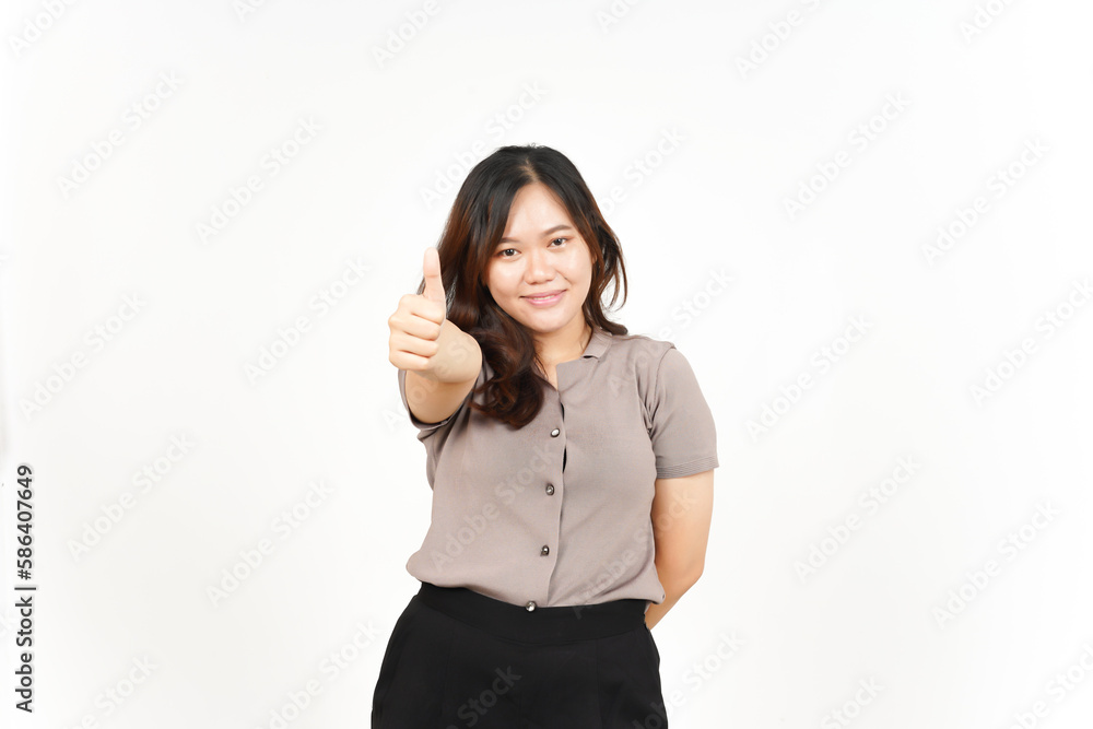 Showing Thumbs up Of Beautiful Asian Woman Isolated On White Background Showing Thumbs up Of Beautiful Asian Woman Isolated On White Background
