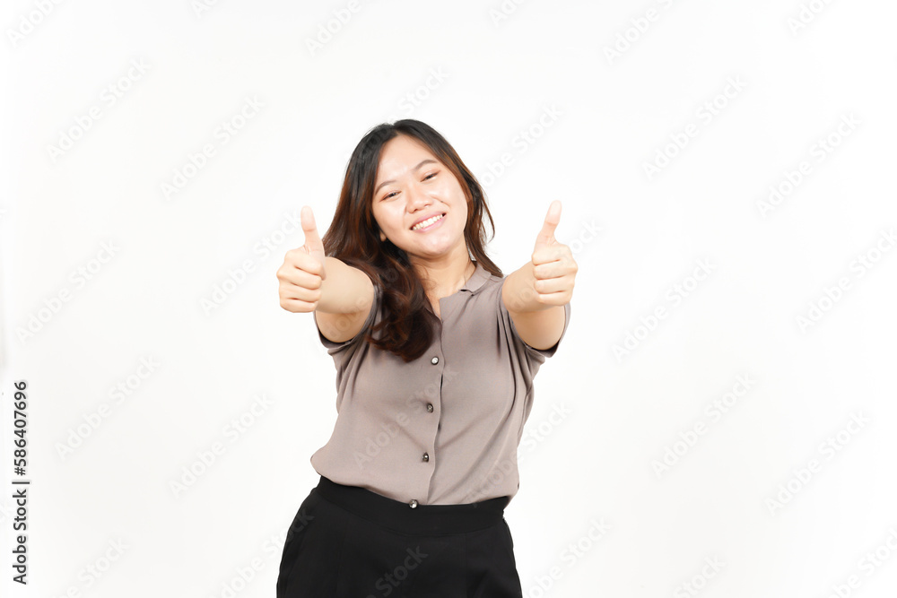 Showing Thumbs up Of Beautiful Asian Woman Isolated On White Background Showing Thumbs up Of Beautiful Asian Woman Isolated On White Background