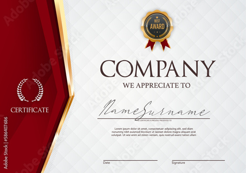 Recognition, appreciation and education award certificate. Vector letter for high achievements in studies or work. Official document for diligence and significant accomplishment in field of activity