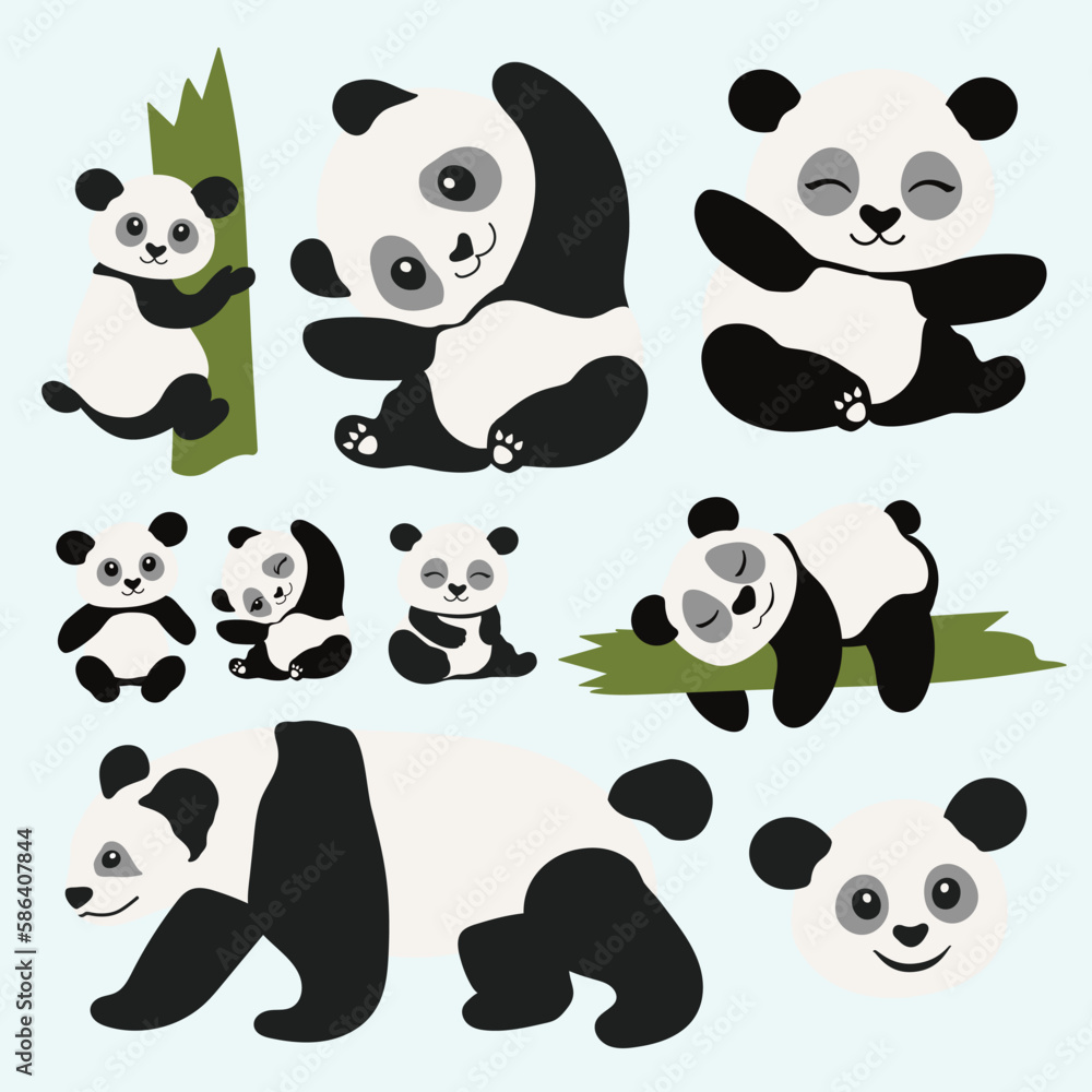 set of panda set of panda