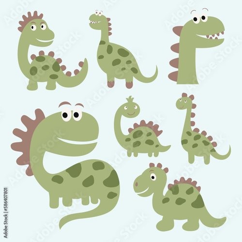 set of dinosaur cartoon animals