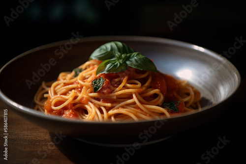 Spaghetti Pomodoro seafood. Ai generated.