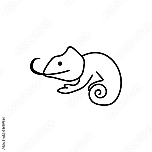 Cute chameleon on white bac...