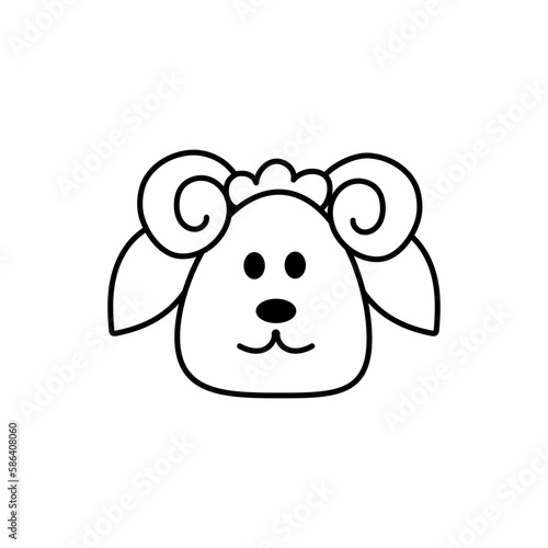 Head of sheep on white background