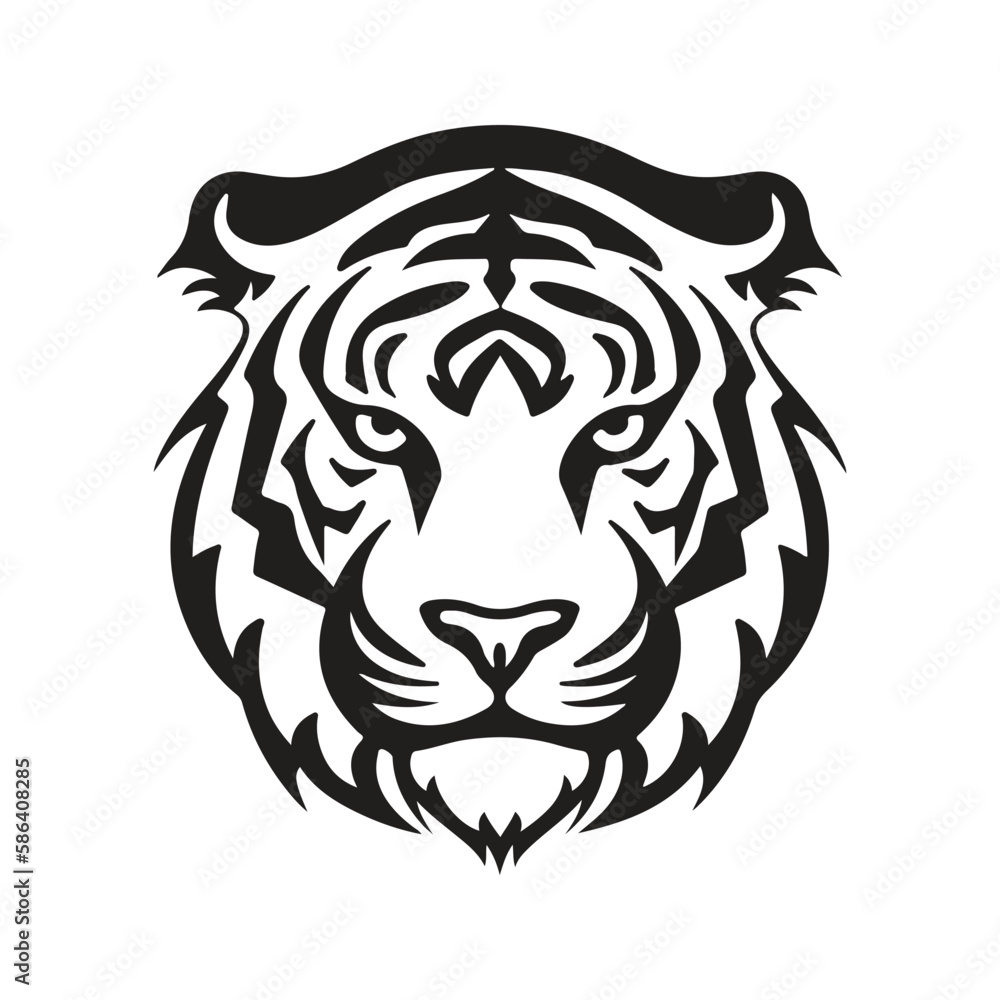 tiger head, vector concept digital art, hand drawn illustration tiger head, vector concept digital art, hand drawn illustration