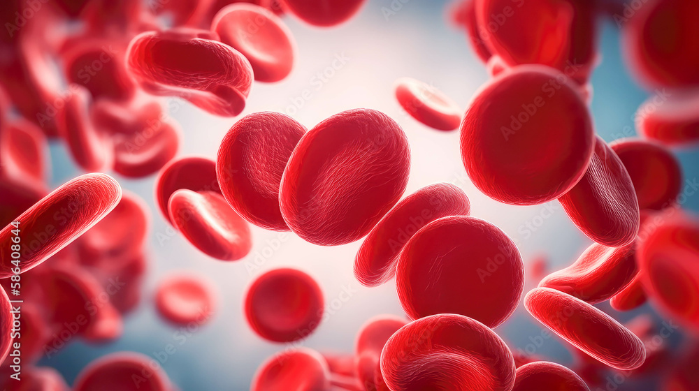 red blood cells in the vein. human red blood cells isolated on white background, a concept for medical health care.Generative ai. red blood cells in the vein. human red blood cells isolated on white background, a concept for medical health care.Generative ai.