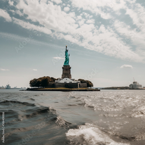 Statue of Liberty from low angle-Generative AI