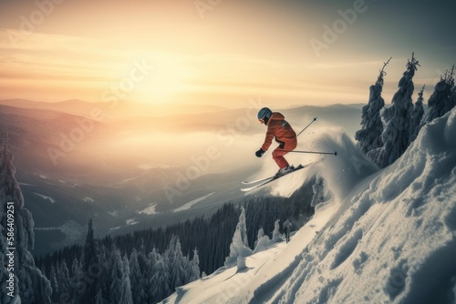 Get Your Adrenaline Pumping with Extreme Winter Sports, Extreme Ski Jumping, GENERATIVE AI © nishihata