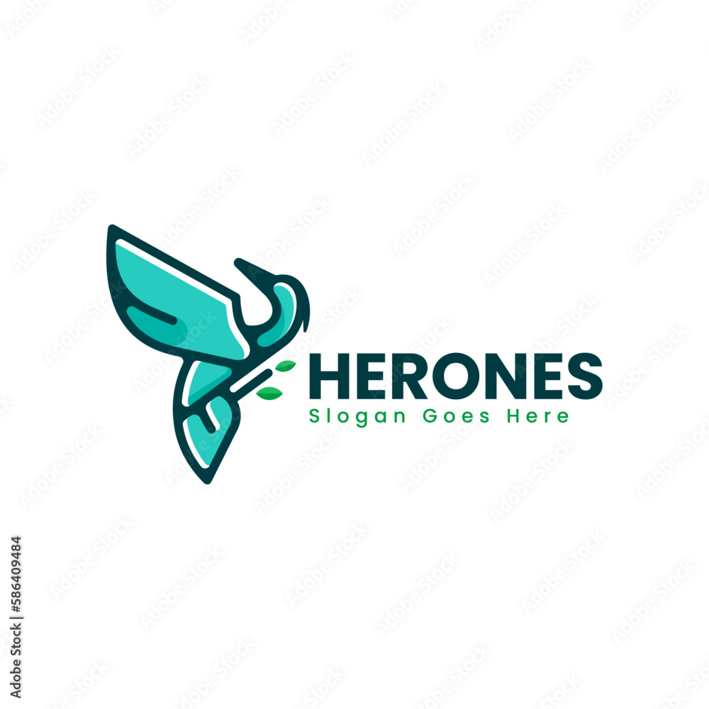 Vector Logo Illustration Heron Simple Mascot Style Vector Logo Illustration Heron Simple Mascot Style