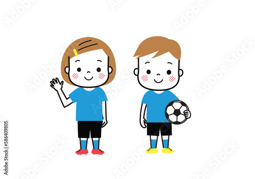 サッカーチームの男の子と女の子