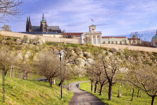 Petrin hill at sunrise, Lesser town (UNESCO), Prague, Czech republic