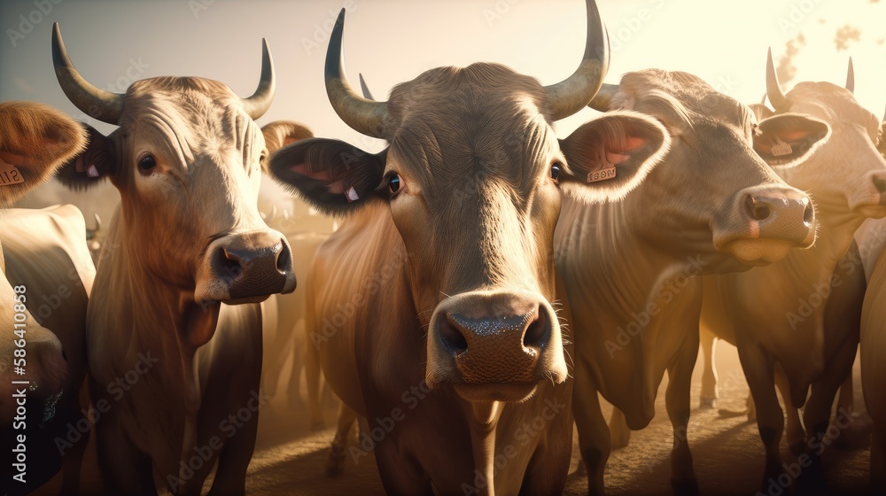 A group of cows taking a selfie. Created with generative AI.