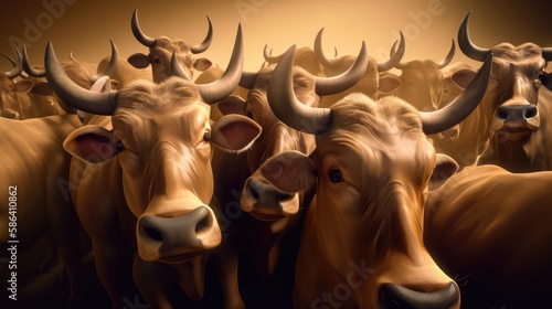 A group of cows taking a selfie. Created with generative AI.