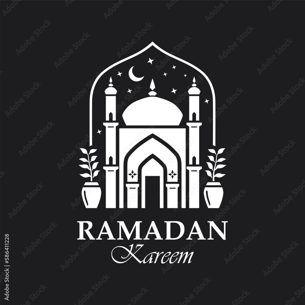 Beautiful Mosque vector illustration template. Ramadan card design for Muslims. Islam holy month logo creative.