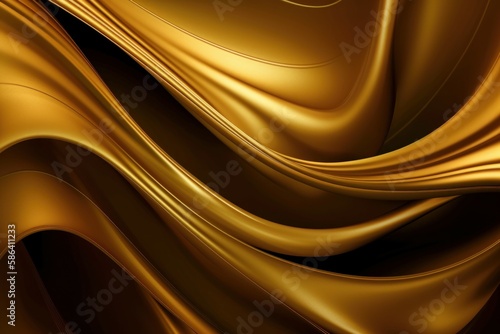 Digital Illustration of Golden Silk Abstract Background Pattern Texture, Suggesting Luxury and Luxurious Satin Materials, Made in part with generative AI 
