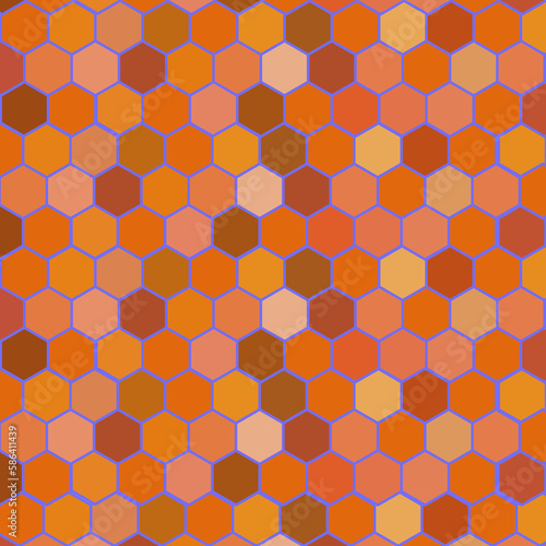 colorful hexagon pattern that is made up of orange and purple hexagons.