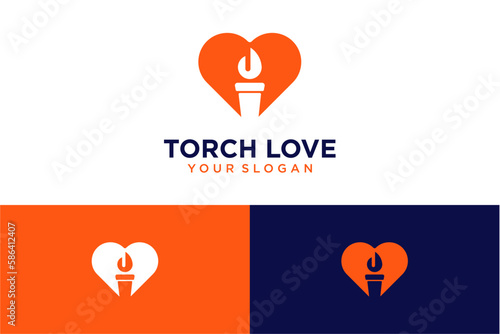 torch logo design with love and olympics