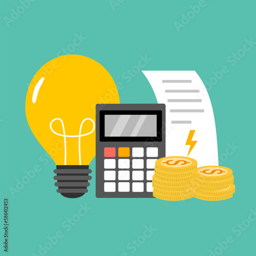 Energy bill or electricity cost concept vector illustration.