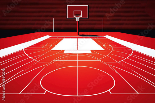 Red and White Basketball Court Generative AI © Kelly Cree
