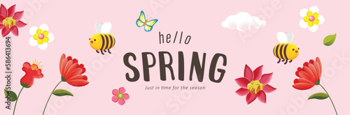 Abstract colorful Spring banner background with spring vibes decorate.