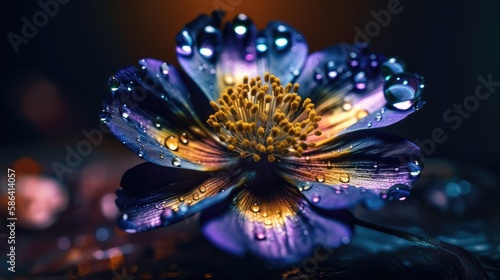 Beautiful abstract holographic flower. Mutated plant in a fantasy world. 