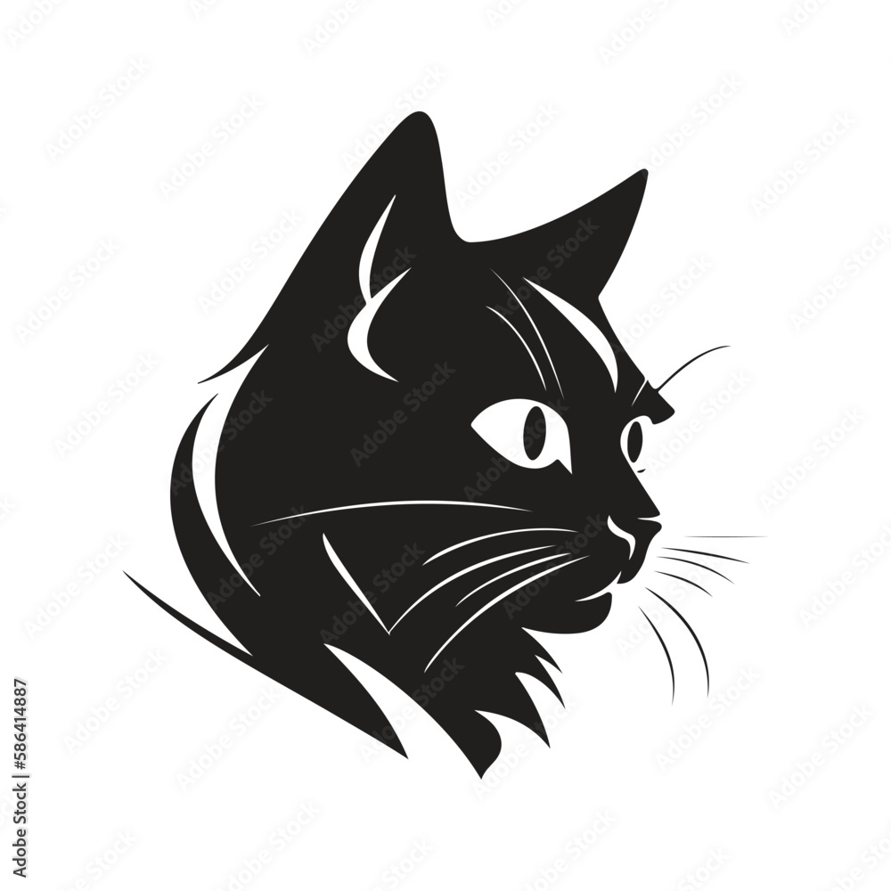 cat, vector concept digital art, hand drawn illustration