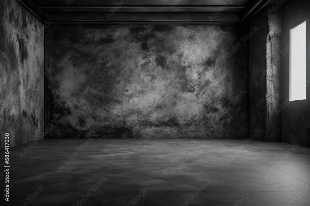 an Empty Room with a Window and Concrete Floor. Generative AI an Empty Room with a Window and Concrete Floor. Generative AI