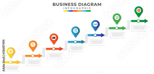 modern Timeline diagram calendar with 7 Topics, presentation vector infographic. Infographic template for business. 