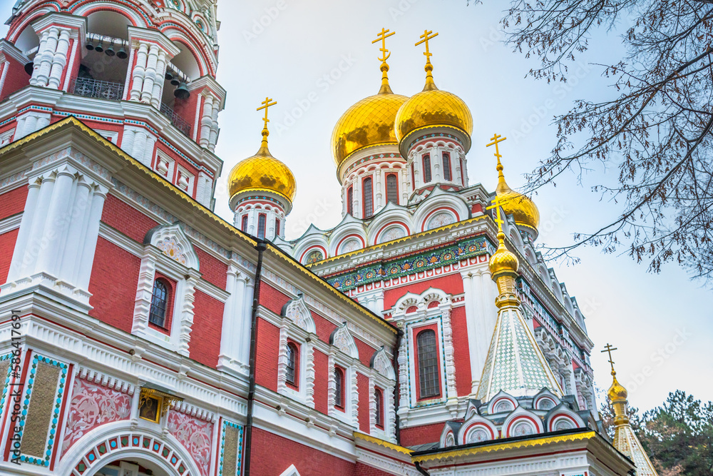 Ornate Shipka Memorial orthodox Church in the Balkans, Bulgaria