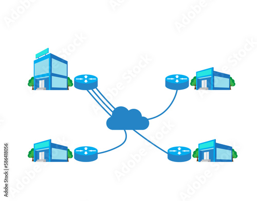 Virtual private network vector illustration. VPN site to site.