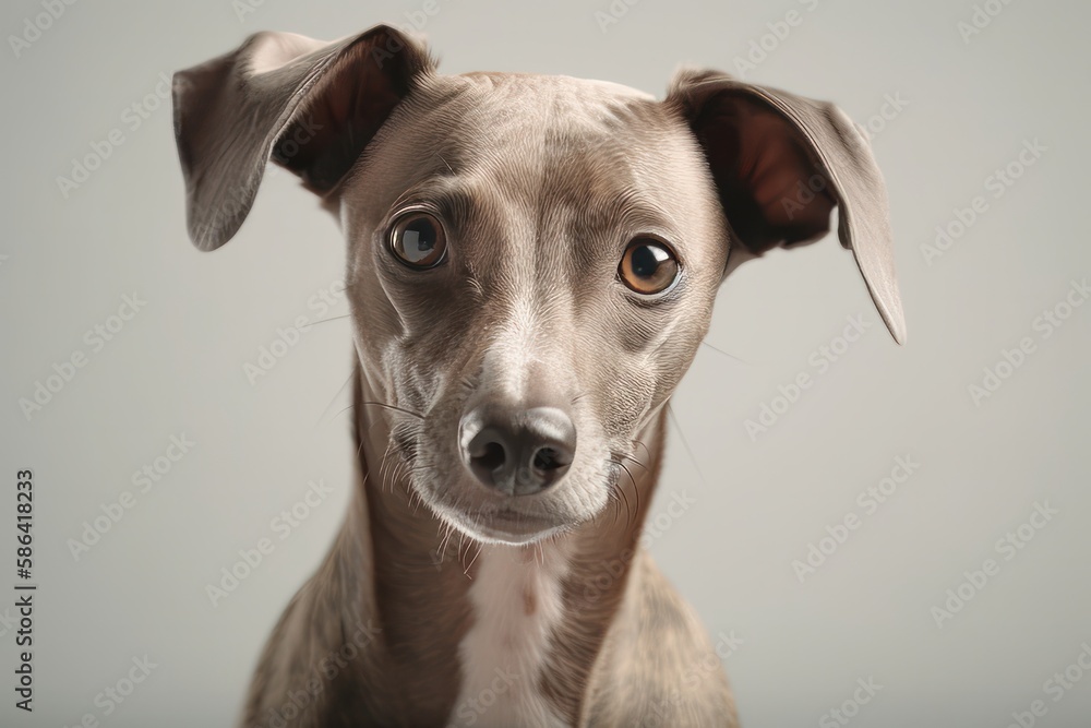 Portrait of an Italian Greyhound on a white background - Generative AI Illustration