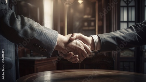 Close-up image of business people shaking hands at meeting or negotiation,Handshake concept,Business concept.Generative Ai