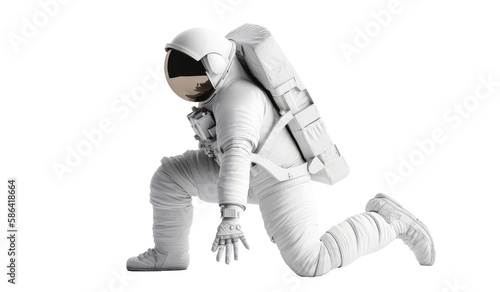 Astronaut spaceman illustration space station in outer space. Transparent Astronauts wear full spacesuits for space operations. Generative AI.