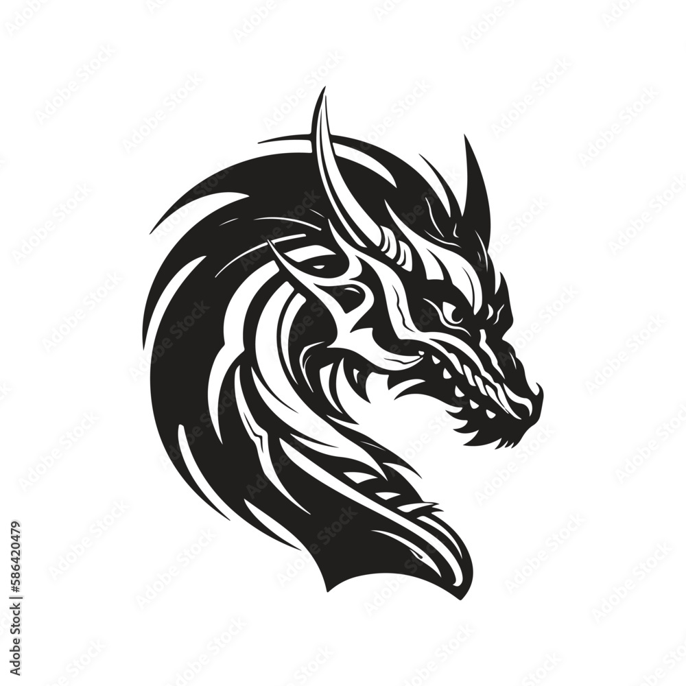 dragon, vector concept digital art, hand drawn illustration dragon, vector concept digital art, hand drawn illustration