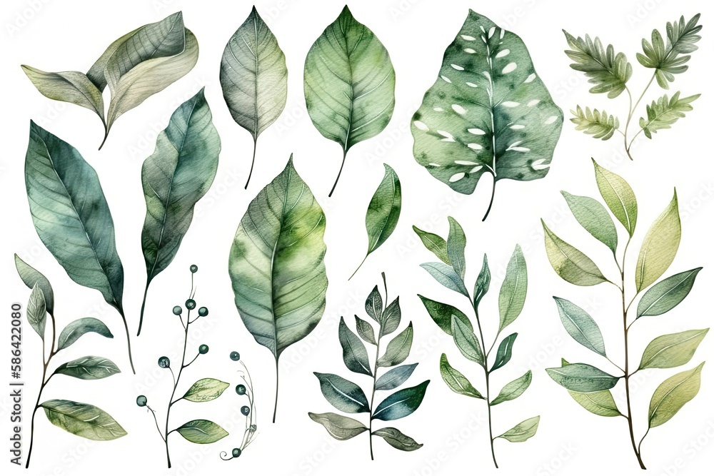 Fototapeta premium leafy green plant against a white backdrop. Generative AI